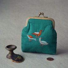 Load image into Gallery viewer, Kadamb Teal  Coin Purse with Metal Clasp
