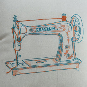 Retro Sewing Machine Cushion Cover