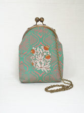 Load image into Gallery viewer, Jahanara Green Sling Purse with Antique Finish Metal Clasp and Chain

