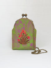 Load image into Gallery viewer, Maswal Green Sling Purse with Antique Finish Metal Clasp and Chain