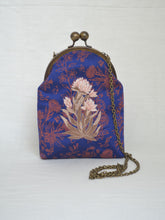 Load image into Gallery viewer, Nishat Blue Sling Purse with Antique Finish Metal Clasp and Chain
