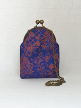 Load image into Gallery viewer, Nishat Blue Sling Purse with Antique Finish Metal Clasp and Chain