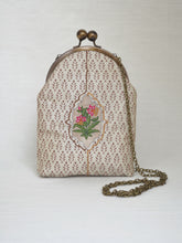 Load image into Gallery viewer, Padmini Ivory Sling Purse with Antique Finish Metal Clasp and Chain