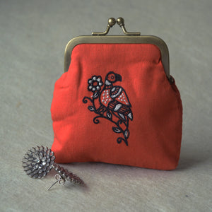 Chidai Vermillon  Coin Purse with Metal Clasp