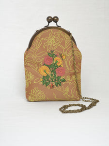Gulab Sling Purse with Antique Finish Metal Clasp and Chain.