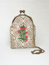 Load image into Gallery viewer, Jahanara Ivory Sling Purse with Antique Finish Metal Clasp and Chain
